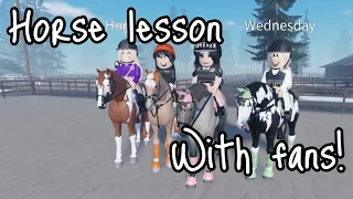 Taught my first riding lesson to some fans ! /funny *Voiced!* *horses go flying*￼￼