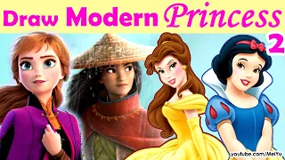 Art Challenges - Draw Disney Princess as Modern Girls Part 2 | Mei Yu + Fan Coloring Showcase