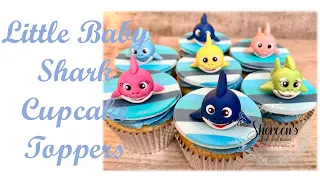 Mini baby shark cupcake toppers