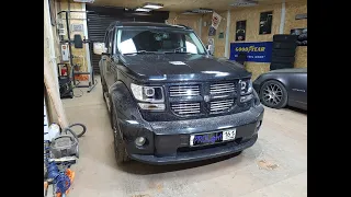 Dodge Nitro установка биксеноновых линз Hella 3,  скрытая установка ксенона,  ангельские глазки.