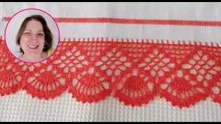 Aula de Crochê: Bico de Croche Simples e Bonito em pano de prato - Fácil - 305