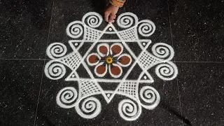 Panguni madham special simple padi kolam | 5*3 easy star kolam | Pandaga muggulu | Rangoli kolangal