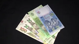 Українські гроші-5-20-100 гривень