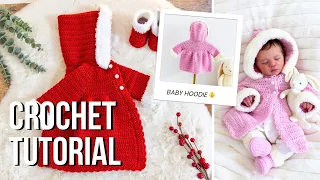 💖 EASY Crochet Baby Coat with Hood! (with a COSY Fur Trim) 🥰