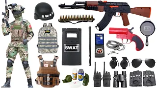 Special Forces Police Weapon Toy Set Unpacking AK47 Gun, M416,Gas Mask, Glock Pistol, Dagger,