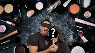 MY BF DOES MY MAKEUP!! **BLINDFOLDED**