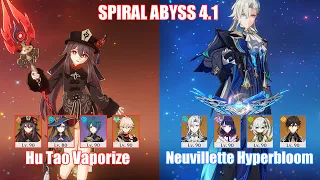 C0 Hu Tao Vaporize & C0 Neuvillette Hyperbloom | Spiral Abyss 4.1 | Genshin Impact