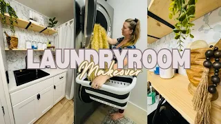 Transform my DISASTER Laundry Room with me! Laundry Room makeover! DIY Budget Friendly Makeover