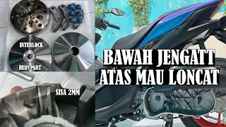 UPGRADE CVT AEROX PASANG PULLEY INTERLOCK/CENTER LOCK DARI RUDYPART || MODIF AEROX CYBER CITY EP 3