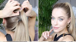 EASY HAIR HACK FOR VOLUME HIGH PONYTAIL | ПРОСТОЙ ЛАЙФХАК ДЛЯ ОБЪЕМНОГО ХВОСТА НА ТОНКИЕ ВОЛОСЫ