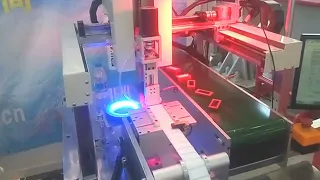 Visual type sticker labeling machine for flat surface products