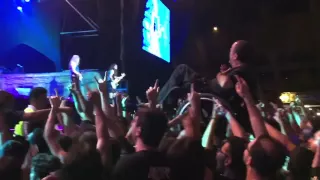 Guy crowdsurfing on a wheelchair in an Iron Maiden show (Belo Horizonte, 03.19.2016)