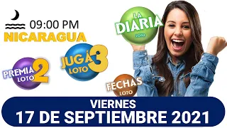 Sorteo 09 pm Loto NICARAGUA, La Diaria, jugá 3, Súper Combo, Fechas, VIERNES 17 de septiembre 2021