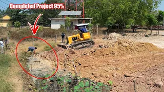 Completed Project 95%! Processing Filling Up The Pond, Bulldozer KOMATSU D31P & Dump Truck Unloading