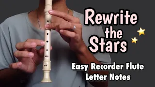 REWRITE THE STARS by Zac Efron feat. Zendaya - Flute Recorder Easy Letter Notes / Flute Chords