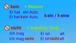 Deutsche Grammatik, nicht oder kein, keine, keinen, keinem, keines, nichts, niemand, nie, niemals, n