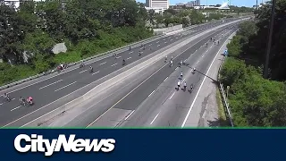 Cyclists take over Toronto highways for a good cause