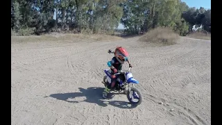 New Yamaha pw50 full gass 2021 , Danger Vasco 4 years old, first day real cross off road and crash!