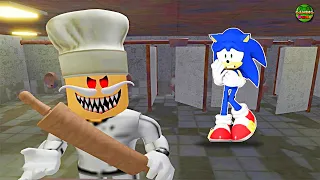 SONIC VS Escape Papa Pizza's Pizzeria SCARY OBBY in Roblox HD