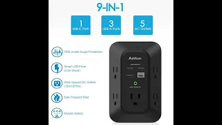 Outlet Extender Surge Protector with USB charger ports