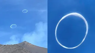 Volcano blows rare vortex smoke rings | SWNS