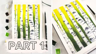 How to Paint Watercolor Birch Trees [PART 1] ✿ Tree Painting Tutorial