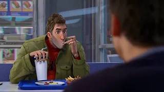 Tobey Maguire eats with Spider-Verse Peter B. Parker