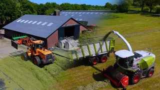 Gras inkuilen bij boer Bert met loonbedrijf H.J. Looman