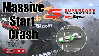 Massive Start Crash - V8 Supercars 2022 - The Bend Motorsport Park