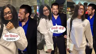 Salman Khan New Lady Rashmika Looks Excited for Leaving Sikandar Movie 1st Schedule Shoot