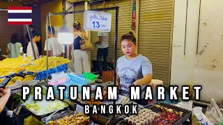 【4K】Pratunam Night Market Street Food Walk in Bangkok 🇹🇭