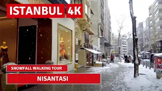 Today 15 March Istanbul Snowfall 2022 Nisantasi Walking Tour|4k UHD 60fps