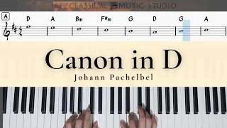 Canon in D 卡农 - Johann Pachelbel | Piano Tutorial (EASY) | WITH Music Sheet | JCMS