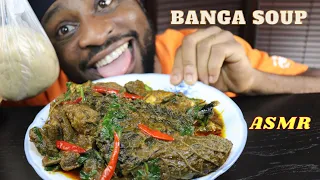 Mukbang Nigeria Banga Soup,Oxtail,Chaki & Fufu/African food Asmr PalmNut Soup/Black in Japan