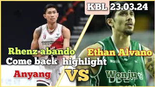 BALIK GAME NA ULIT SI ABANDO || ANYANG정관장 Vs Wonju Team of alvano #rhenzabando