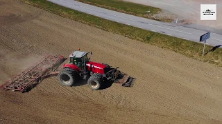 Massey Ferguson 7495 with Väderstad harrow, MF 5470 with Överum Tive 3304 Seeder Kollins Lantbruk.