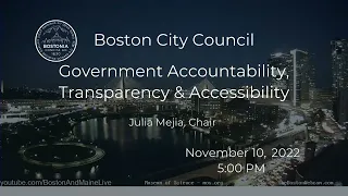 Government Accountability, Transparency & Accessibility Hearing on November 10, 2022