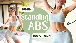 10min Standing Abs workout (Ripped ABS) | 100%Ab Lines & Small Waist | No Jumping, No Equipment