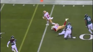 Christian McCaffrey Runs Over Eagles Defenders to Score TD in 2023 NFC Championship Game!