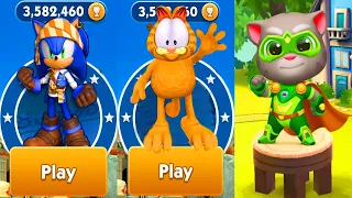 Sonic Dash vs Talking Tom Gold Run vs Garfield Rush |  Dr Eggman vs Zazz | All Characters Unlocked
