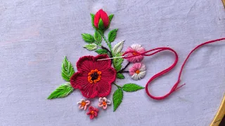 The most beautiful flower design। Hand embroidery flower design। Easy hand embroidery video। Crafts!