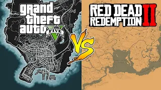 GTA 5 vs. RDR 2: COMPARAÇÃO DE MAPAS! QUAL É MAIOR?