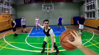 Basketball from the first person. Basketball training. Basketball go pro.