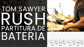 TOM SAWYER - RUSH  | DRUM COVER - COMO TOCAR PARTITURA DE MÚSICA DE BATERIA