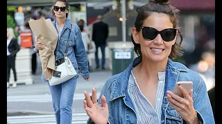 Katie Holmes looks darling in double denim as she runs errands