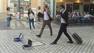 Human statue: 2 businessmen - Malaga Center, Spain