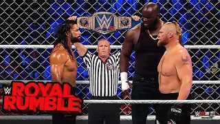 FULL MATCH - Roman Reigns vs. Omos vs. Brock Lesnar - Steel Cage Match: Royal Rumble 2022