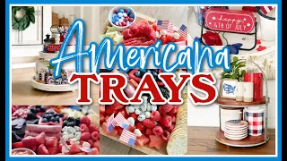 AMERICANA TIERED TRAY DECOR 2022 | SUMMER PATRIOTIC DECORATING + SNACK BOARD