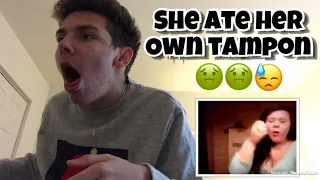 GIRL EATS HER OWN TAMPON - Reaction