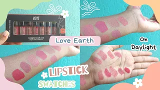 Love Earth Liquid Mousse Lipstick Swatches/Love Earth Lipsticks/Nude Lipstick for Dusky Skin